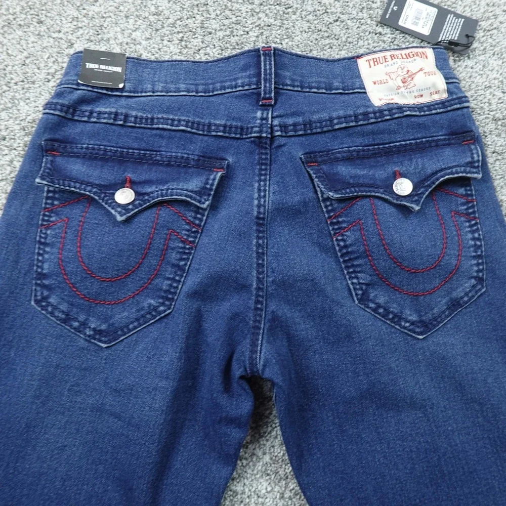 NEW True Religion Jeans Mens 34X30 Dark Blue Geno Big T Flap Pocket Relaxed Slim